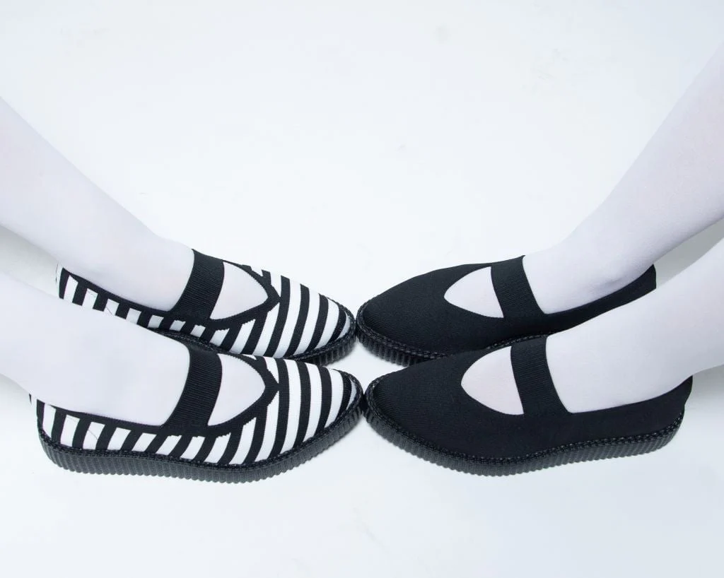 Black & White Striped Flyknit Pointed Mary Jane - Image 7