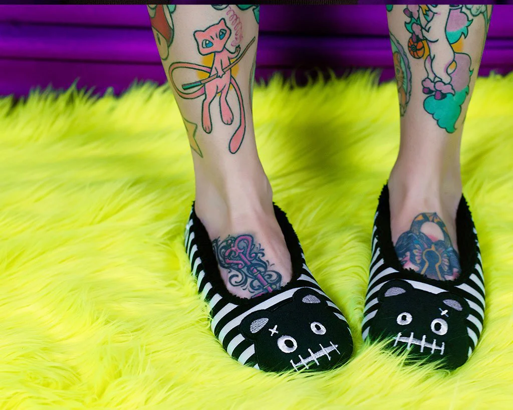 Black & White Striped Punk Panda Slipper - Image 4